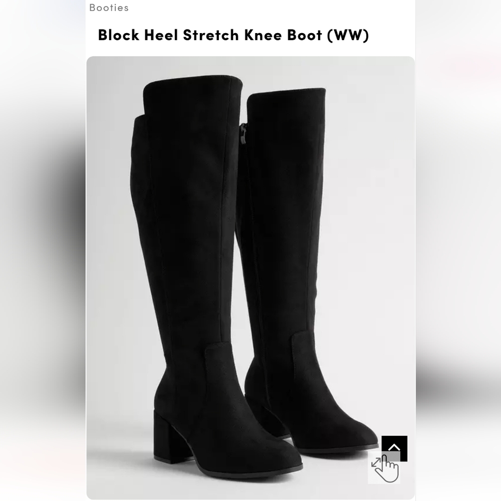 Black Block Heel Stretch Knee Boot